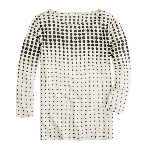 J. Crew Tops - J. Crew Optic Dot Polka Boat Neck Top Black *52